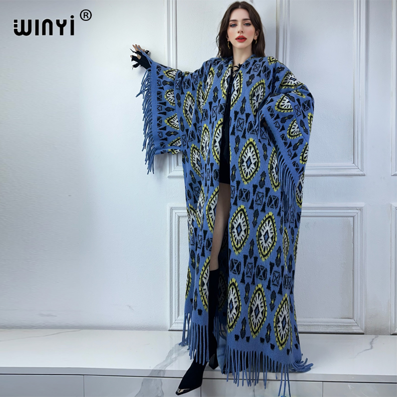 Wool Coat Peacoat - WINYI Inverno Donna Cardigan con frange