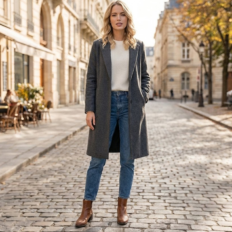 Willshela moda donna Solid Ope - Wool Coat Peacoat recensione e prezzo